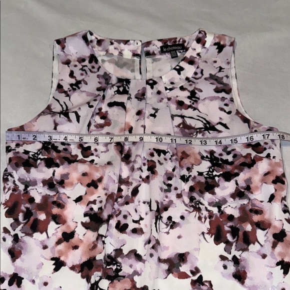 Le Chateau Blouse Pink Black Pleated Neck Tank Top Sleeveless Women’s Sz M - Picture 7 of 10
